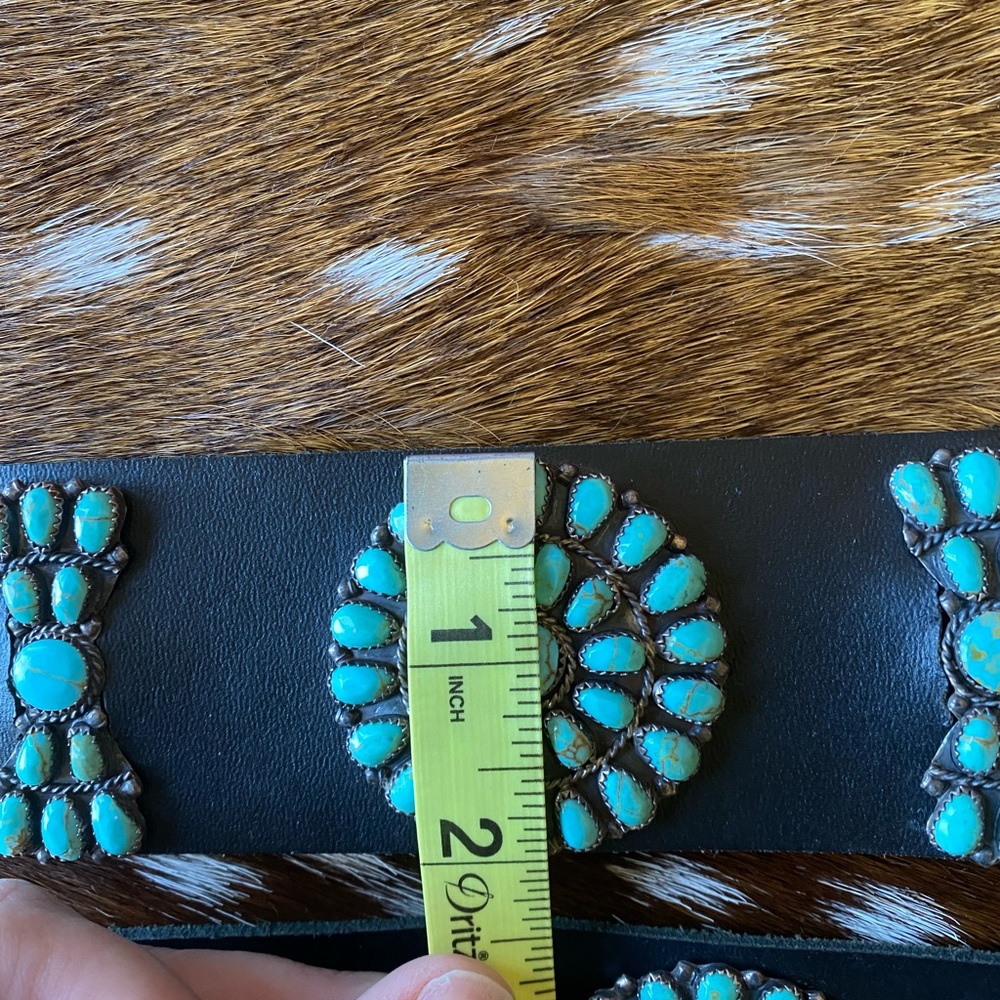 🛑SOLD🛑Gorgeous Turquoise & Sterling Silver Cluster Belt - Picture 7 of 8